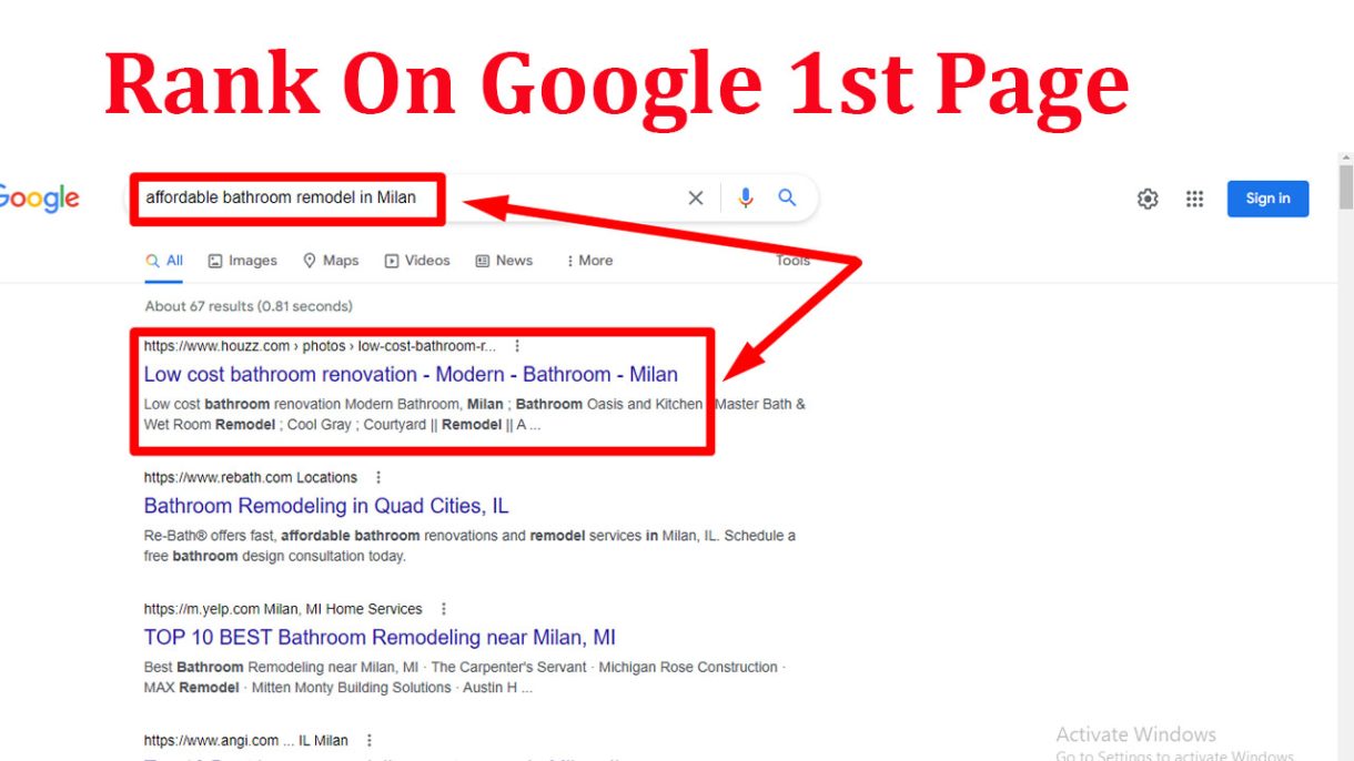 Rank On Google 1st Page Bathroom Remodel Services